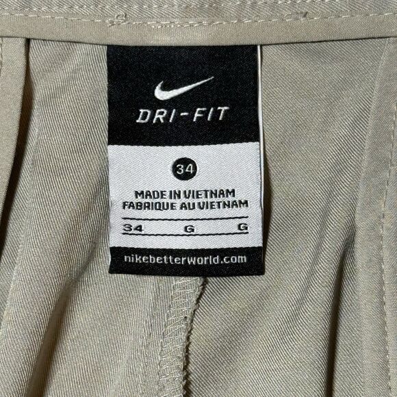 Nike Dri Fit Flat Front Chino Golf Pants Polyester Tan Khaki Men’s Size 34 - Picture 13 of 15